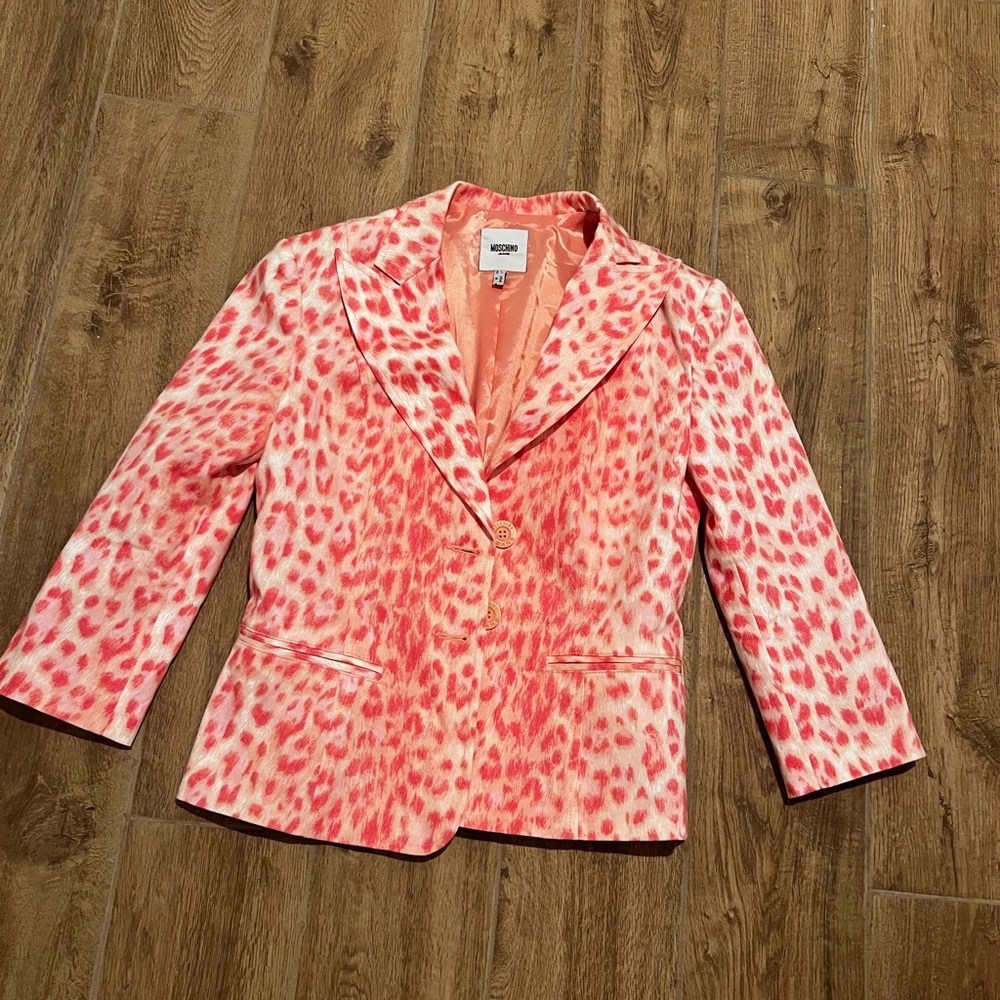 Moschino short blazer/pink cheetah print
